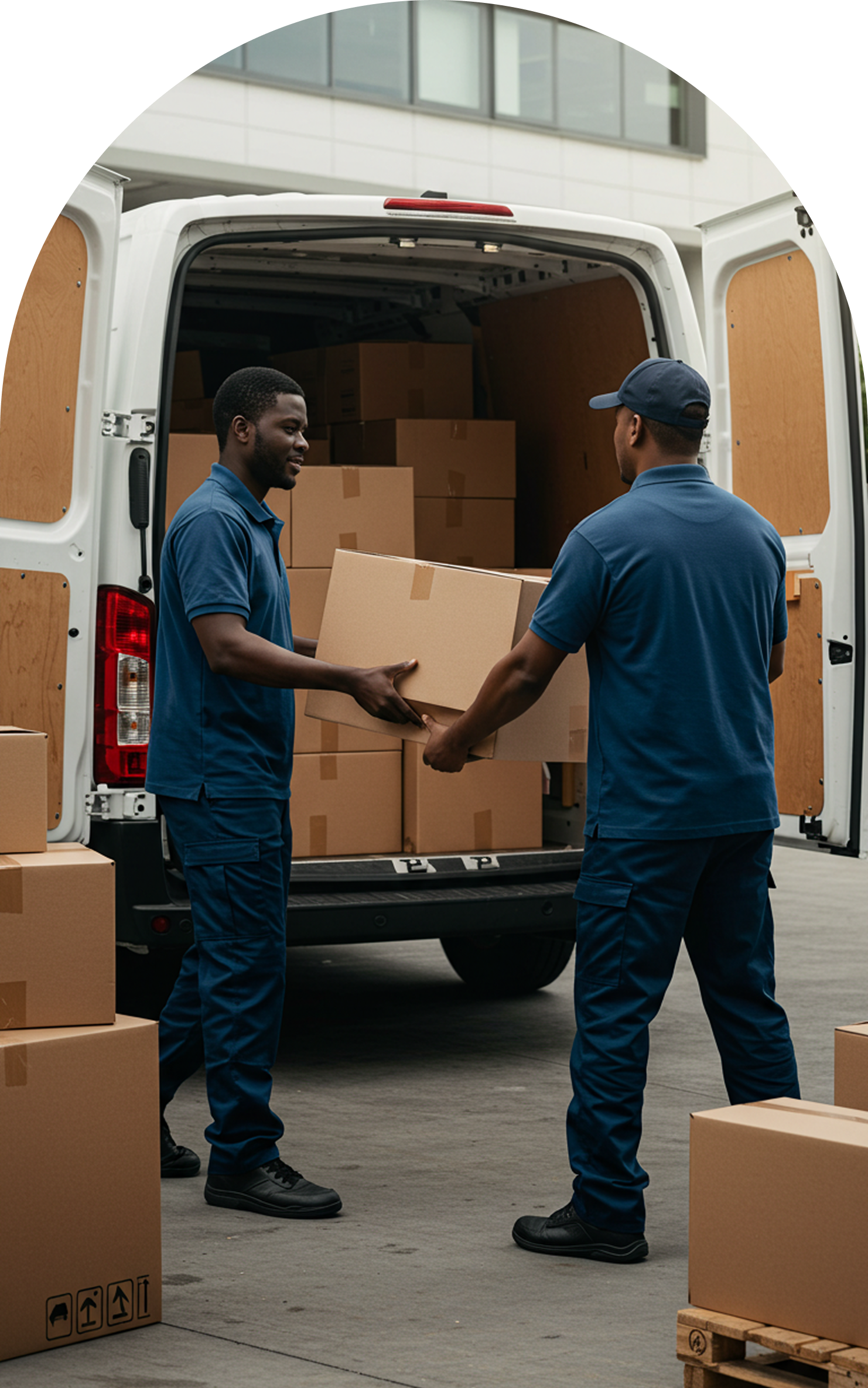 Movers loading boxes